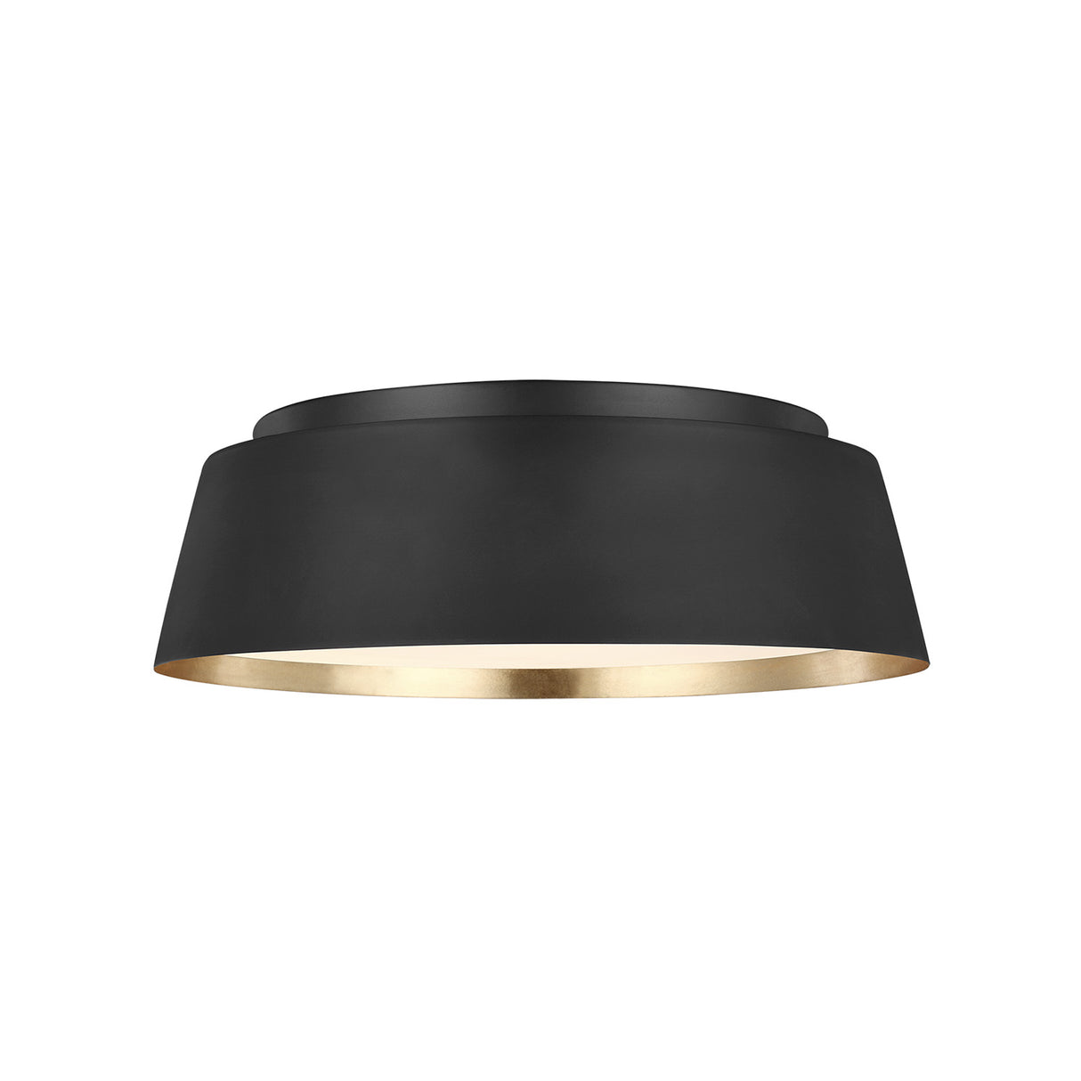 Langston Flush Mount 14", Matte Black with Brushed Brass
