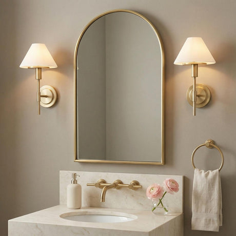 Dean Wall Sconce 14", Satin Brass and Opal Glass