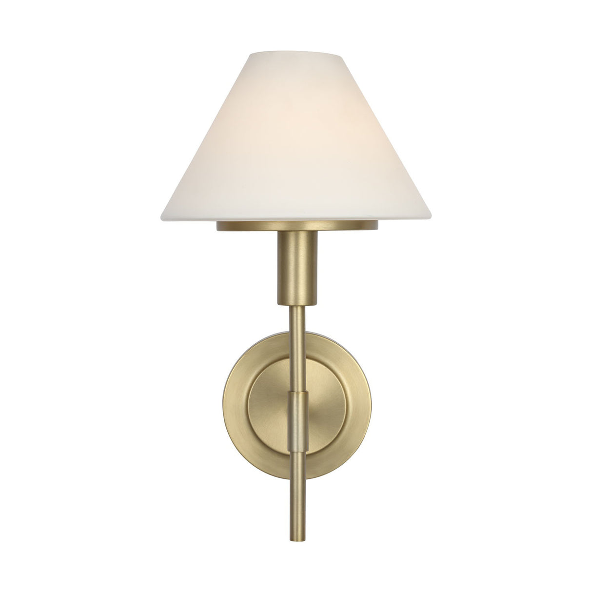 Dean Wall Sconce 14", Satin Brass and Opal Glass
