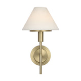 Dean Wall Sconce 14", Satin Brass and Opal Glass