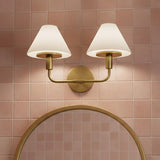 Dean 2 Light Vanity, Satin Brass and Opal Glass