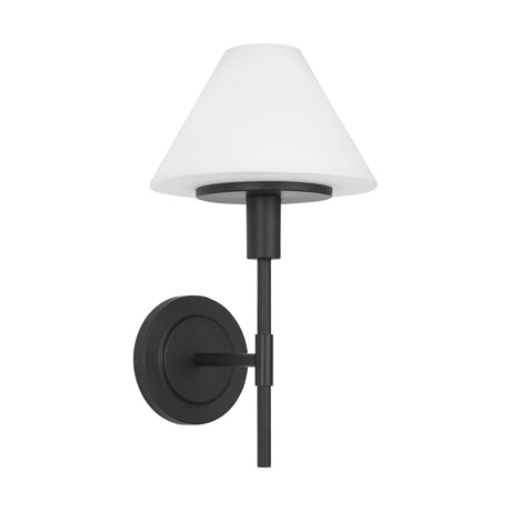 Dean Wall Sconce 14", Matte Black and Opal Glass
