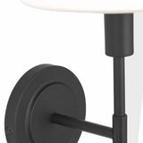 Dean Wall Sconce 14", Matte Black and Opal Glass