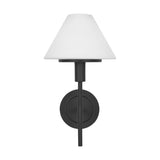 Dean Wall Sconce 14", Matte Black and Opal Glass