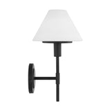 Dean Wall Sconce 14", Matte Black and Opal Glass