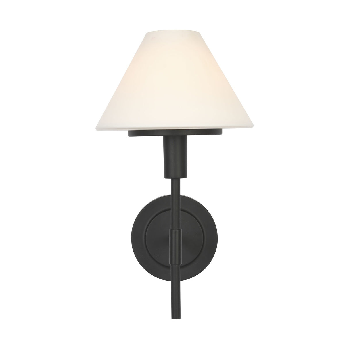 Dean Wall Sconce 14", Matte Black and Opal Glass