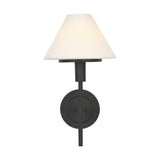Dean Wall Sconce 14", Matte Black and Opal Glass