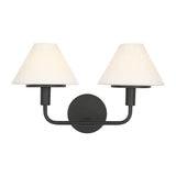 Dean 2 Light Vanity, Matte Black and Opal Glass