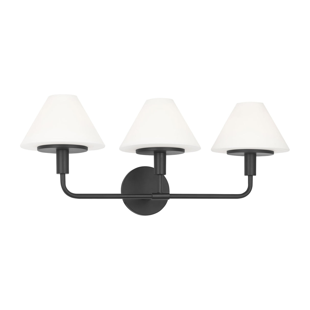 Dean 3 Light Vanity, Matte Black and Opal Glass