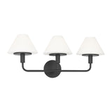 Dean 3 Light Vanity, Matte Black and Opal Glass