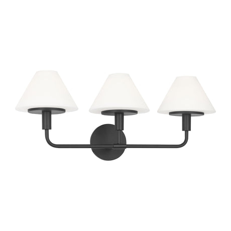 Dean 3 Light Vanity, Matte Black and Opal Glass