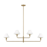 Dean 4 Light Chandelier 50", Satin Brass and Opal Glass