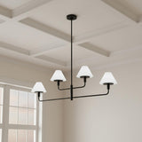 Dean 4 Light Chandelier 50", Matte Black and Opal Glass