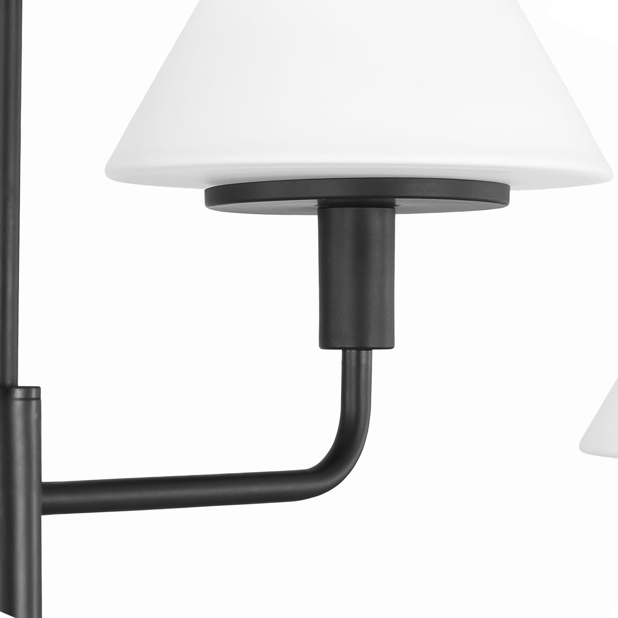 Dean 4 Light Chandelier 50", Matte Black and Opal Glass