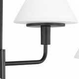 Dean 4 Light Chandelier 50", Matte Black and Opal Glass