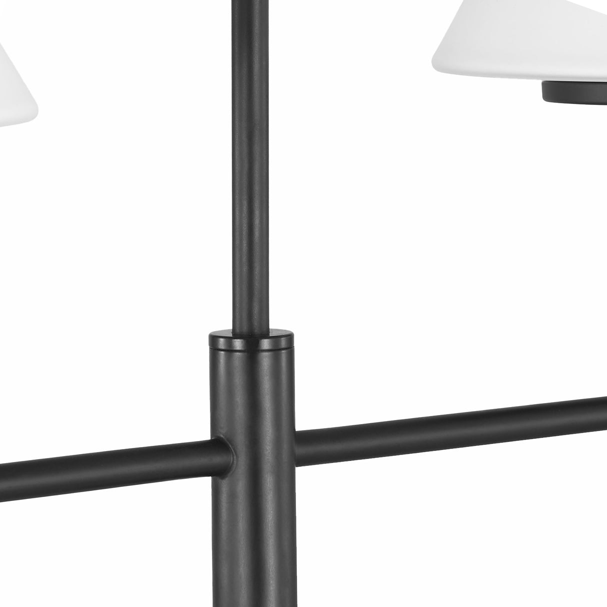 Dean 4 Light Chandelier 50", Matte Black and Opal Glass