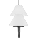 Dean 4 Light Chandelier 50", Matte Black and Opal Glass
