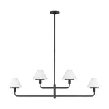 Dean 4 Light Chandelier 50", Matte Black and Opal Glass