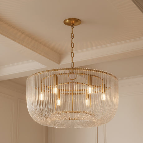 Amir Medium Chandelier 28", Modern Brass for Transitional home with White Walls