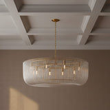 Amir Extra Large Chandelier 42", Modern Brass for Modern home with Brown walls