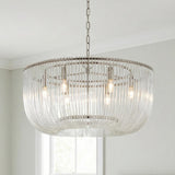 Amir Medium Chandelier 28", Polished Nickel for Modern home with White Walls