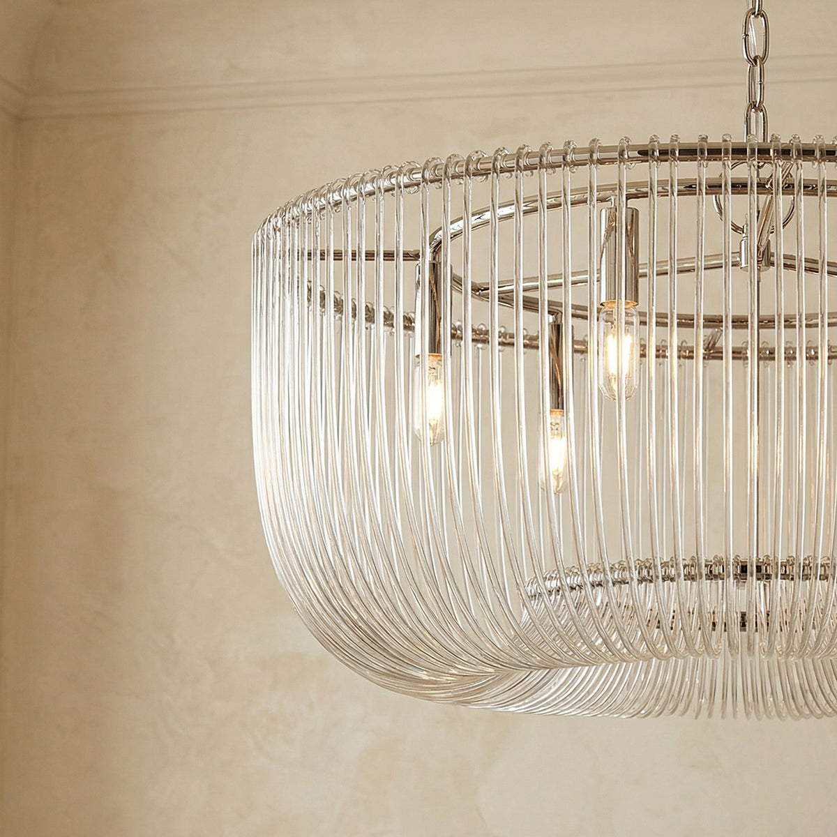 Amir Medium Chandelier 28" for Modern home with Beige Textured Walls