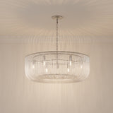 Amir Large Chandelier 36", Polished Nickel for Transitional home with Warm Beige Siding