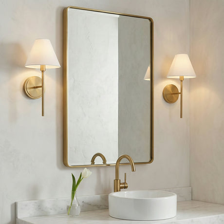 Bryson Wall Sconce 14" Modern Brass for Modern home with White Textured Walls