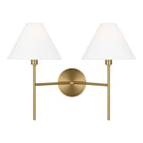 Bryson Double Wall Sconce 14", Modern Brass