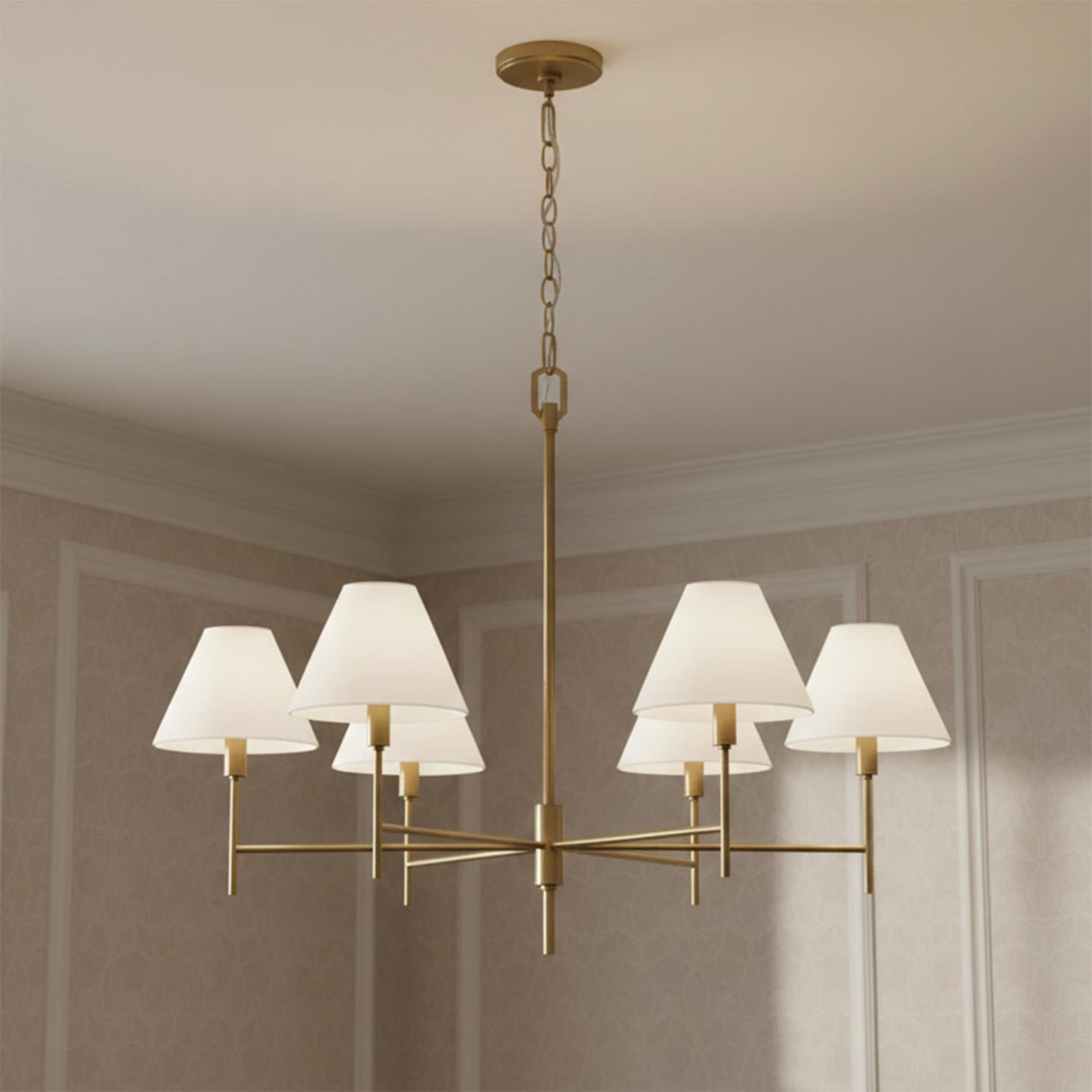 Bryson 6 Light Chandelier 36", Modern Brass