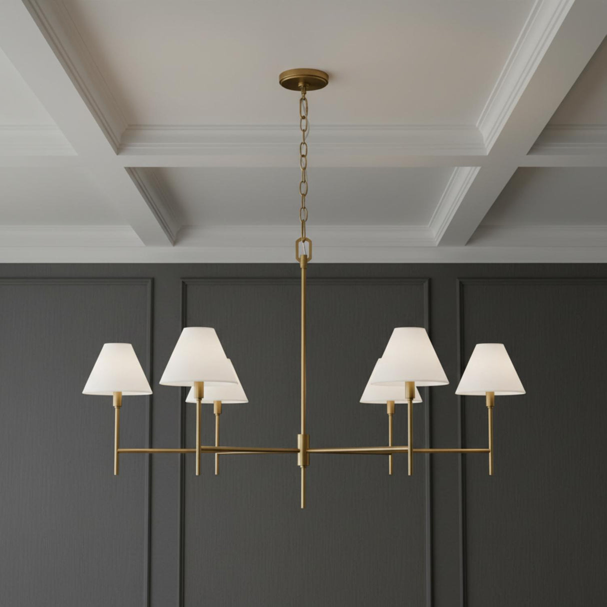 Bryson 6 Light Chandelier 48", Modern Brass