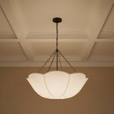 Ava Pendant 32", Aged Iron for Transitional home with Beige Textured Walls