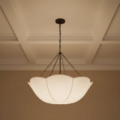 Ava Pendant 32", Aged Iron for Transitional home with Beige Textured Walls