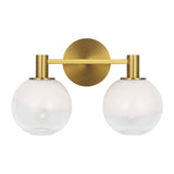 Merrick 2 Light Vanity, Modern Brass