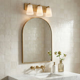 Margot 3 Light Vanity, Satin Brass for Transitional home with White Tile
