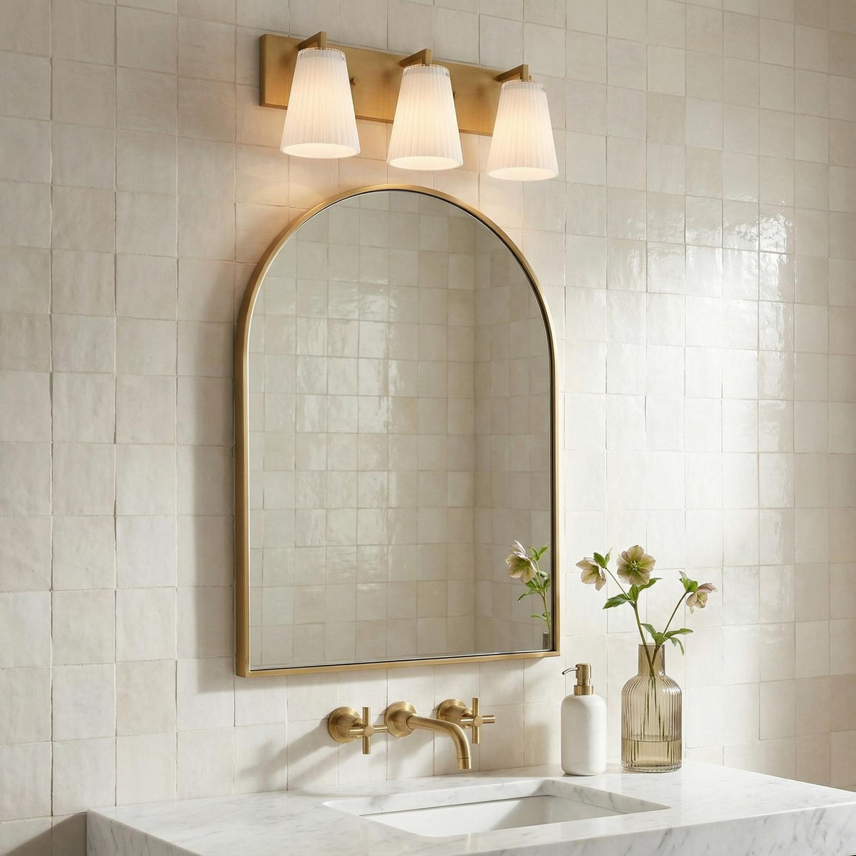 Margot 3 Light Vanity, Satin Brass
