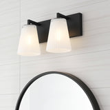 Margot 2 Light Vanity, Matte Black for Modern home with White Shiplap