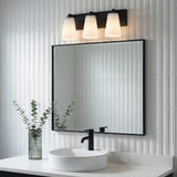 Margot 3 Light Vanity, Matte Black for Modern home with White Tile