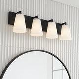 Margot 4 Light Vanity, Matte Black for Modern home with White Tile