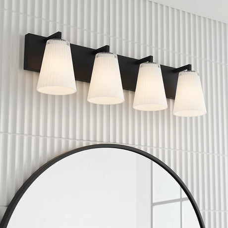 Margot 4 Light Vanity, Matte Black for Modern home with White Tile