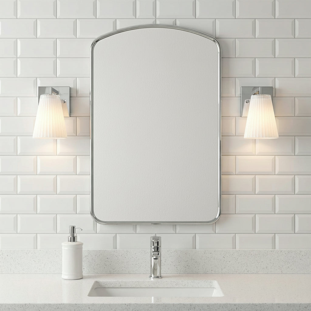 Margot Wall Sconce 8", Chrome for Modern home with White Tile