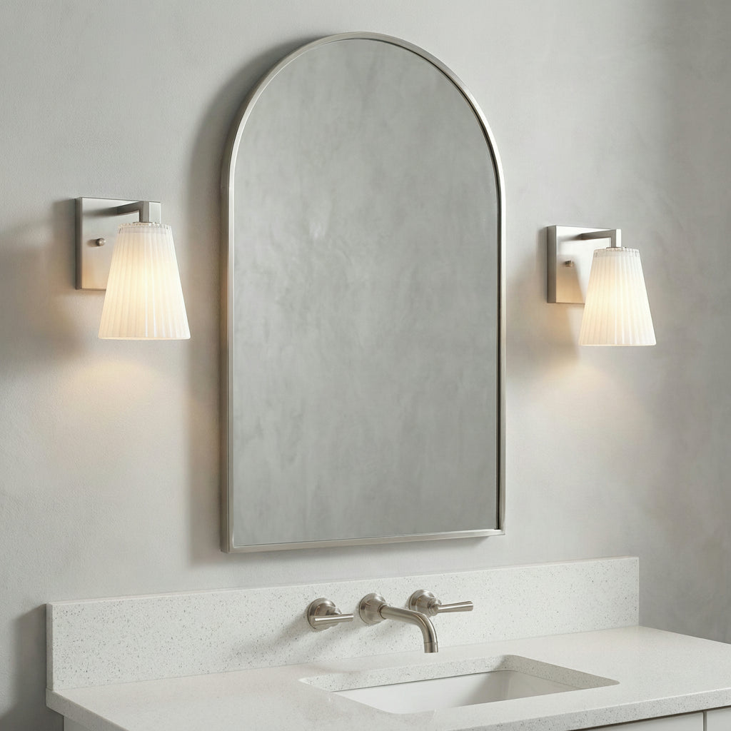 Margot Wall Sconce 8", Brushed Nickel for Modern home with Gray walls
