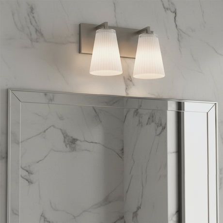 Margot 2 Light Vanity, Brushed Nickel for Modern home with White Marble