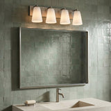 Margot 4 Light Vanity, Brushed Nickel for Modern home with Gray Tile