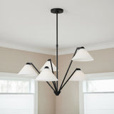 Odalyn 5 Light Chandelier 31, Matte Black for Modern home with Textured Beige Walls