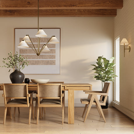 Odalyn 5 Light 31" Chandelier in Satin Brass - Modern brass chandelier for a medium to large table 