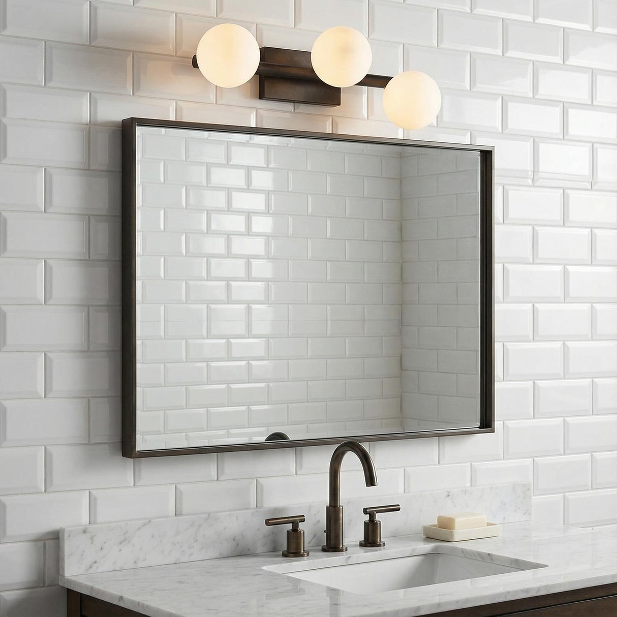 Veya 3 Light Wall Sconce 16", Aged Iron and Milk Glass