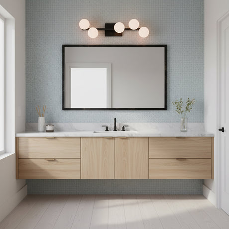 Veya 5 Light Wall Sconce 24" for Modern home with Light Blue Tile