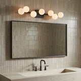 Veya 7 Light Wall Sconce 32", Aged Iron and Milk Glass