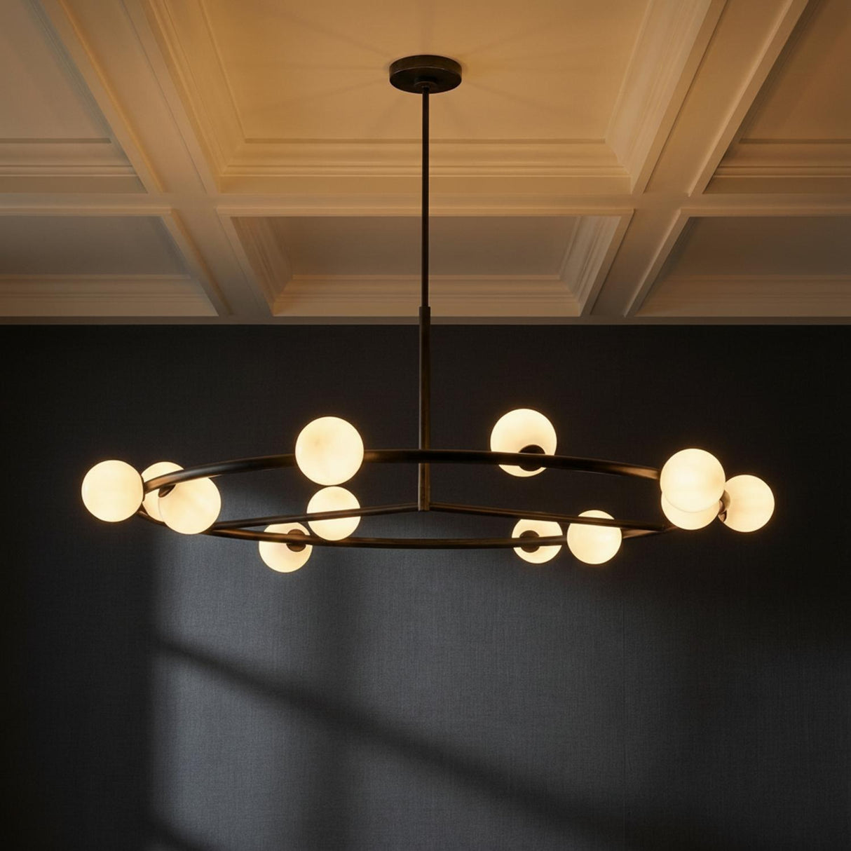 Veya 12 Light Chandelier 44" for Modern home with Dark Gray walls